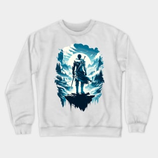 Epic Fantasy Warrior on Mystical Landscape Crewneck Sweatshirt